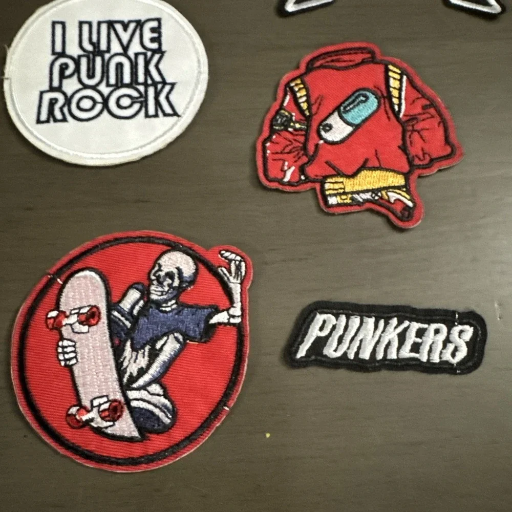Lot‎ of 10 Assorted  Rock n Roll Punk  / Sew-On Patches Used